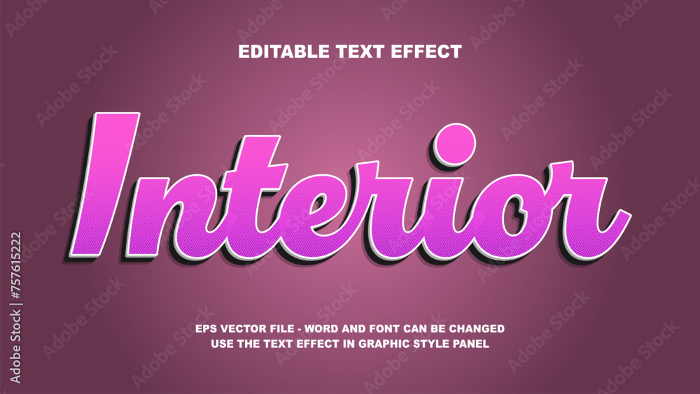 Editable Text Effect Interior 3D Vector Template