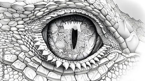 Dragon Eye Coloring Page in Light Grayscale