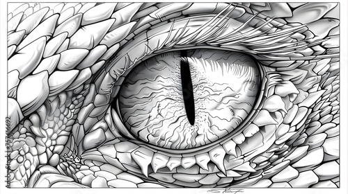 Dragon Eye Coloring Page in Light Grayscale photo