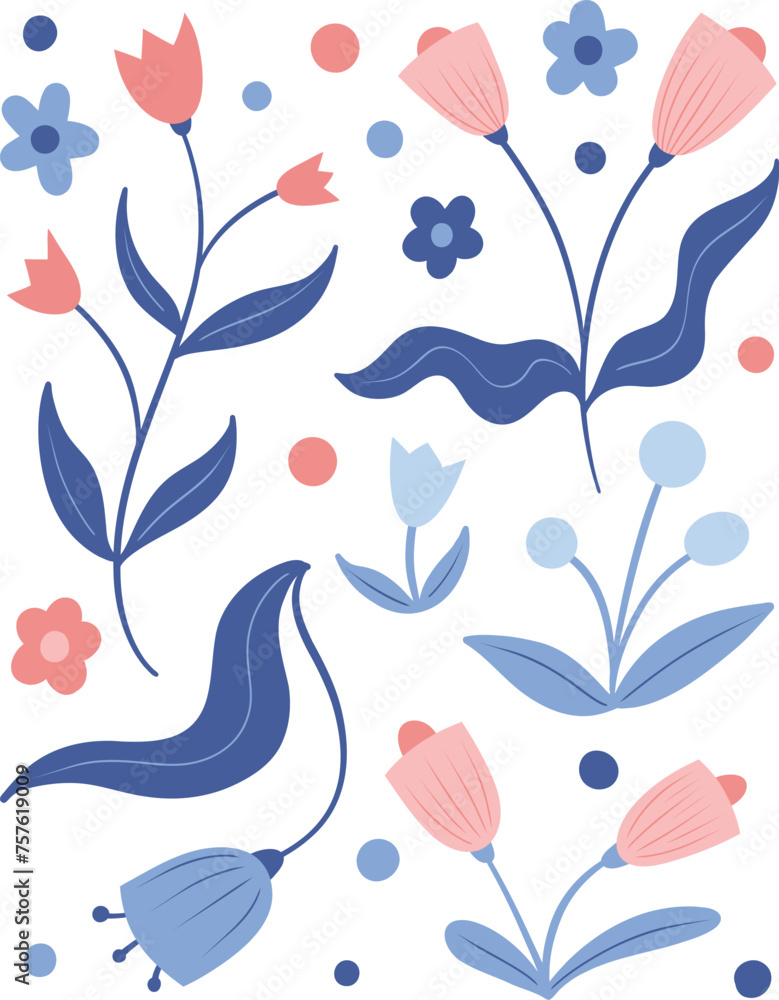 Hand Drawn Spring Flowers Vector Collection 