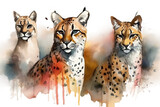 Wild cats watercolour style
