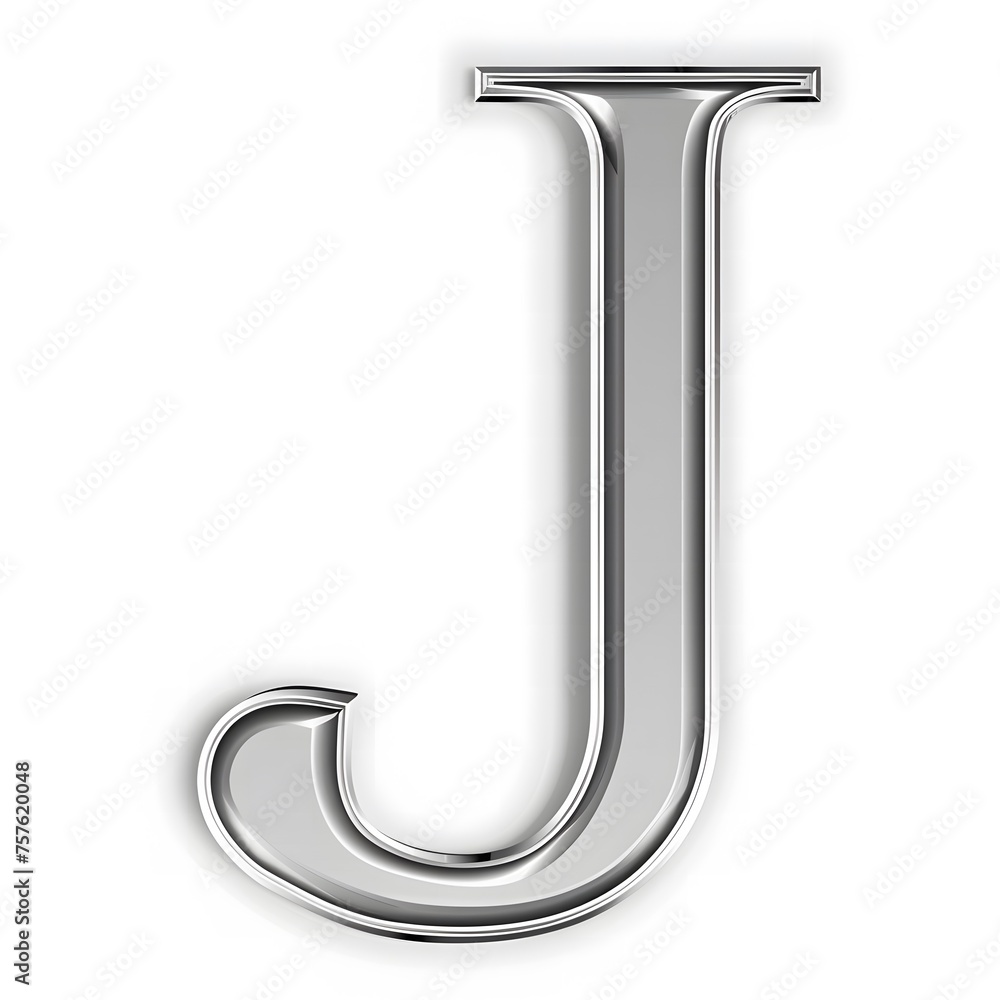 Shiny Silver letter J on White Background Shiny Silver letter J on White Background
