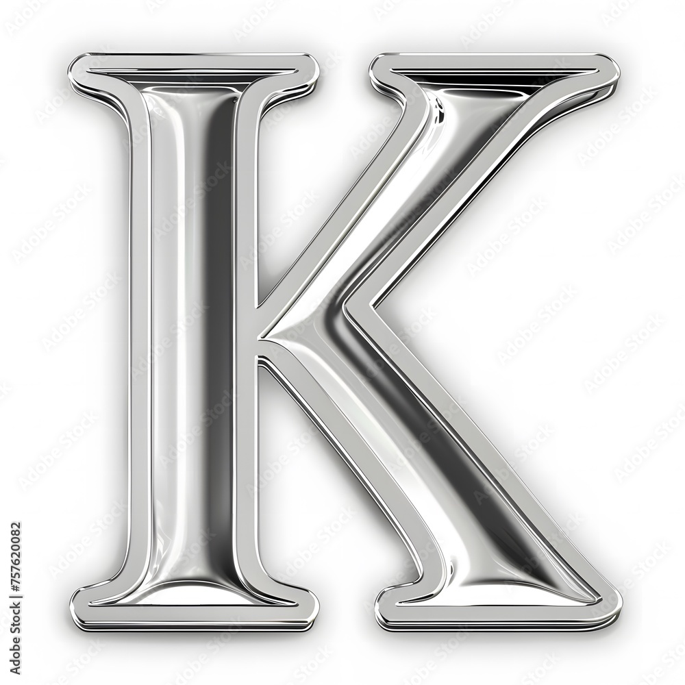 Shiny Silver letter k on White Background Shiny Silver letter k on White Background
