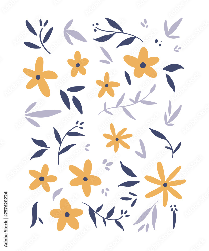 Hand Drawn Spring Flowers Vector Collection 