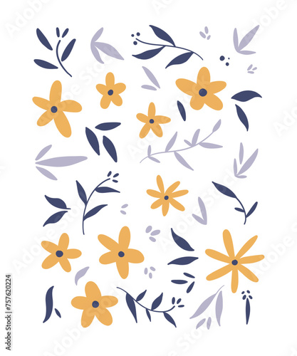 Hand Drawn Spring Flowers Vector Collection  © inscapia