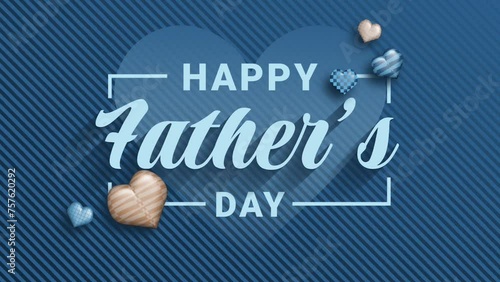 Happy Fathers day animated text on blue background. Good for Happy Father’s Day celebration