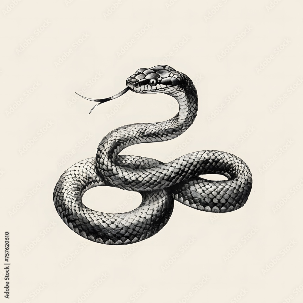 Classic Snake Drawing in black and white Classic Snake Drawing in black and white