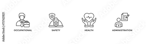 OSHA banner web icon vector illustration concept for occupational safety and health administration with an icon of worker, protection, healthcare, and procedure