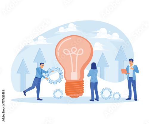 Business team working together to start a new business. Business development and creative ideas. Business Idea concept. Flat vector illustration.