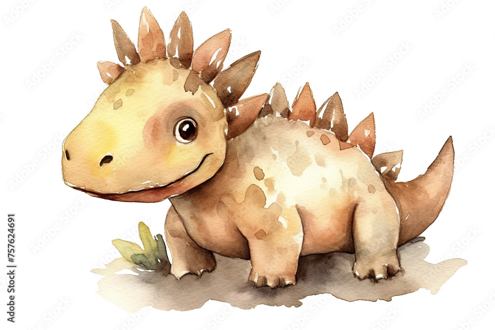 little watercolor brown nosaur isolated little watercolor brown nosaur isolated