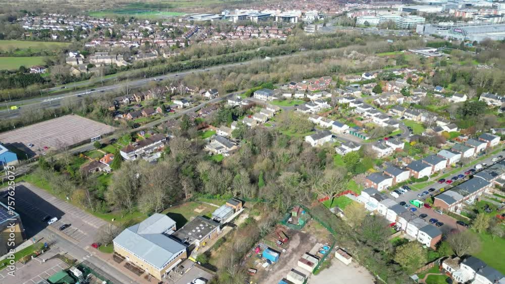 Aerial View of Hatfield City of England UK. March 9th, 2024 Aerial View of Hatfield City of England UK. March 9th, 2024