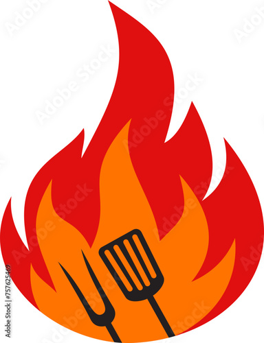 Logo design template for barbecue, BBQ ,grill restaurant icon isolated vector illustration