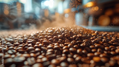 Heap of aromatic roasted coffee beans.