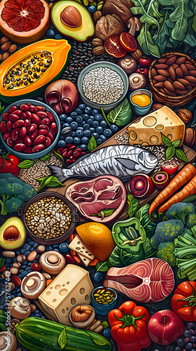a painting of a variety of fruits and vegetables