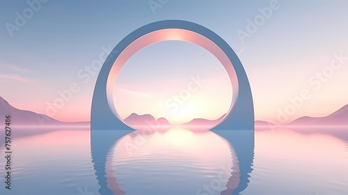There is a big arch in the center