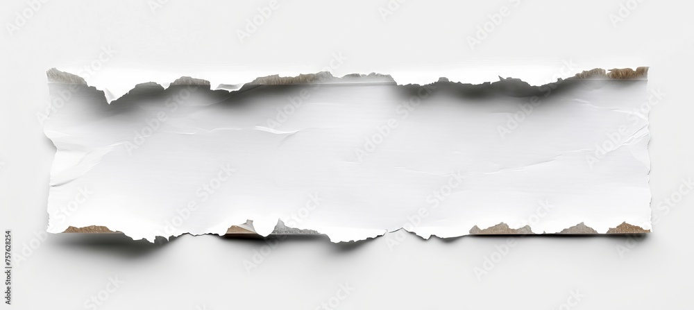 Isolated white torn paper fragment design on white background for creative projects