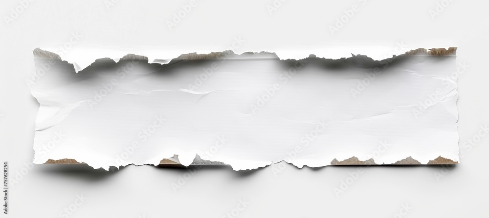 Isolated white torn paper fragment design on white background for creative projects Isolated white torn paper fragment design on white background for creative projects