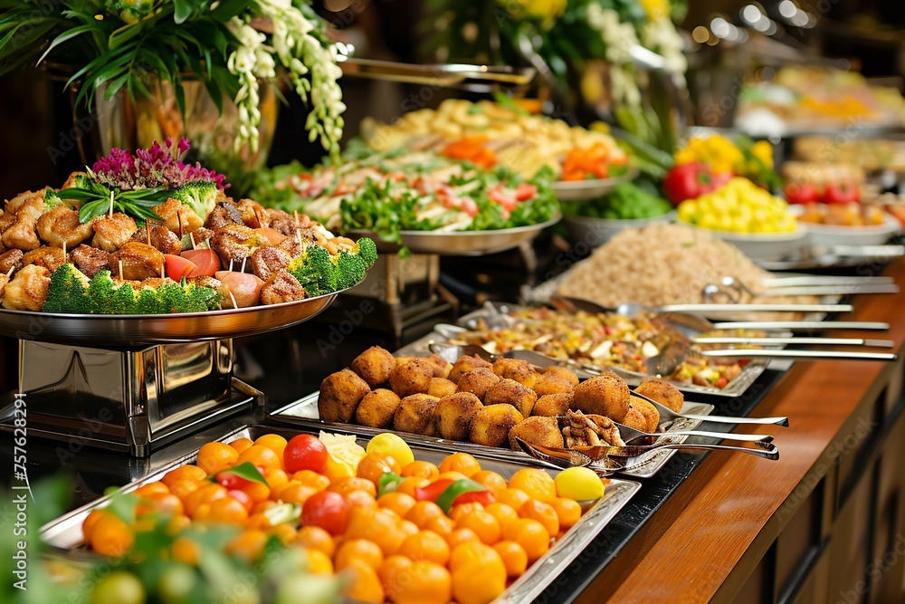 Lavish Buffet Spread with Assorted Delicacies
