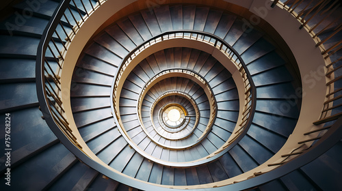 Top down view of spiral staircase