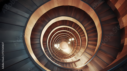 Spiral staircase in modern building, close-up view of spiral staircase