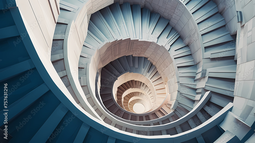 Fototapeta premium Spiral staircase in modern building, close-up view of spiral staircase