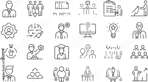 Growth Vector icons set. Career business, progress, people, coaching, training vector collections.