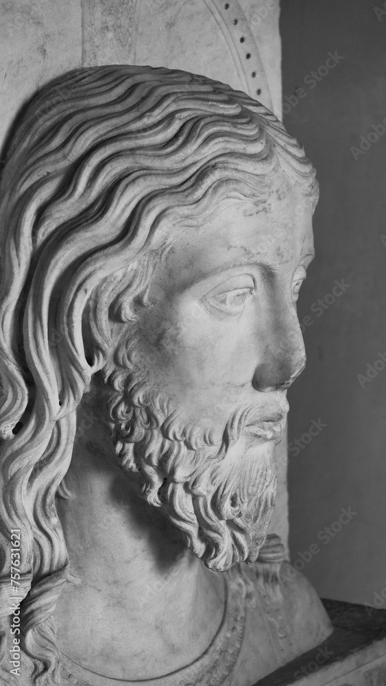 Close-Up View of statue of Jesus Face
