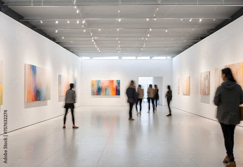 Blurred image of gallery space, generative AI