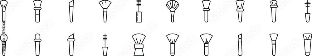 Collection of thin line icons of cosmetic bottles. Editable stroke. Simple linear illustration for web sites, newspapers, articles book Collection of thin line icons of cosmetic bottles. Editable stroke. Simple linear illustration for web sites, newspapers, articles book