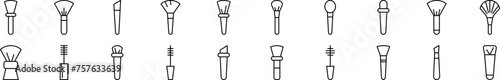 Pack of linear symbols of cosmetic bottles. Editable stroke. Linear symbol for web sites, newspapers, articles book