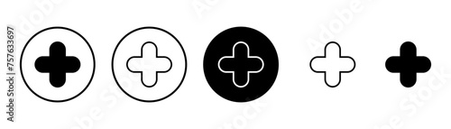 Plus Icon vector isolated on white background. Add plus icon. Addition sign. Medical Plus icon