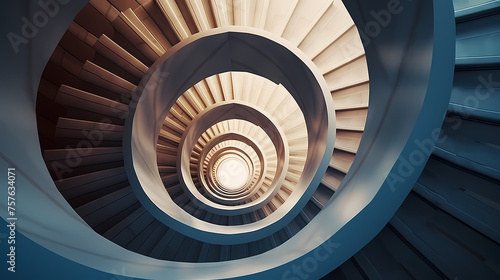 Abstract view of spiral staircase leading to unknown building height