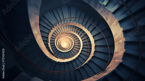 Abstract view of spiral staircase leading to unknown building height