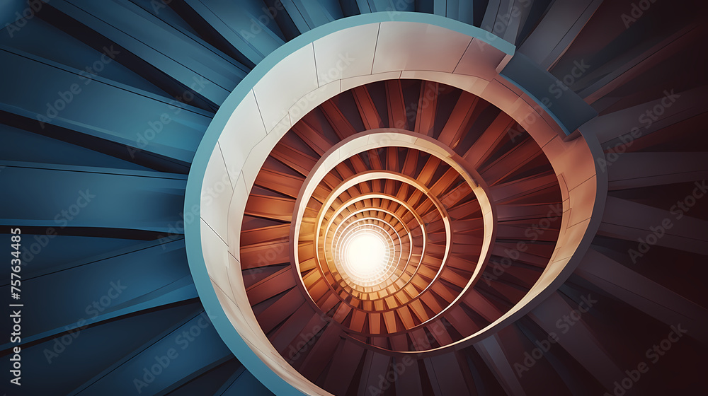 Fototapeta premium Abstract view of spiral staircase leading to unknown building height