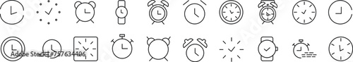 Clock line Icons collection. Editable stroke. Simple linear illustration for web sites, newspapers, articles book