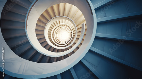 Abstract view of spiral staircase leading to unknown building height