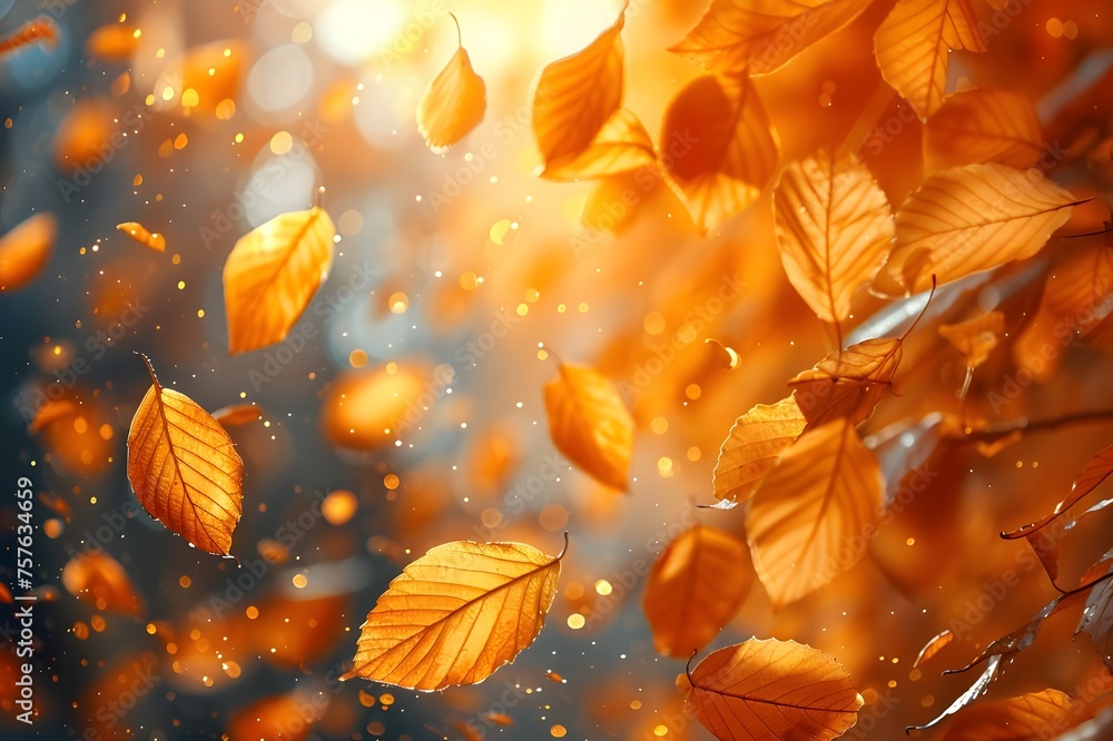 Autumn leaves falling in a lively close-up against a vivid backdrop of the setting sun. Autumn leaves on the sun and hazy trees. The beauty of autumn. Autumnal backdrop: A Beautiful Scenery Autumn leaves falling in a lively close-up against a vivid backdrop of the setting sun. Autumn leaves on the sun and hazy trees. The beauty of autumn. Autumnal backdrop: A Beautiful Scenery