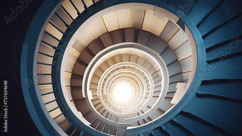 Abstract view of spiral staircase leading to unknown building height