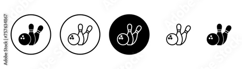 Bowling game Pin Icon vector isolated on white background. Bowling icon, ball and pin