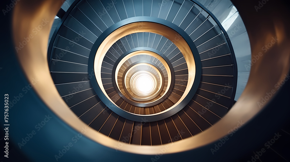 Abstract view of spiral staircase leading to unknown building height