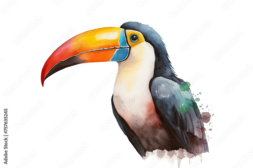 watercolor bird toucan
