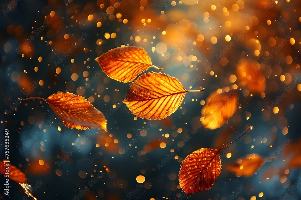 Autumn leaves falling in a lively close-up against a vivid backdrop of the setting sun. Autumn leaves on the sun and hazy trees. The beauty of autumn. Autumnal backdrop: A Beautiful Scenery Autumn leaves falling in a lively close-up against a vivid backdrop of the setting sun. Autumn leaves on the sun and hazy trees. The beauty of autumn. Autumnal backdrop: A Beautiful Scenery