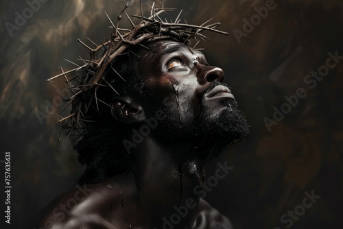 A man with a crown of thorns on his head