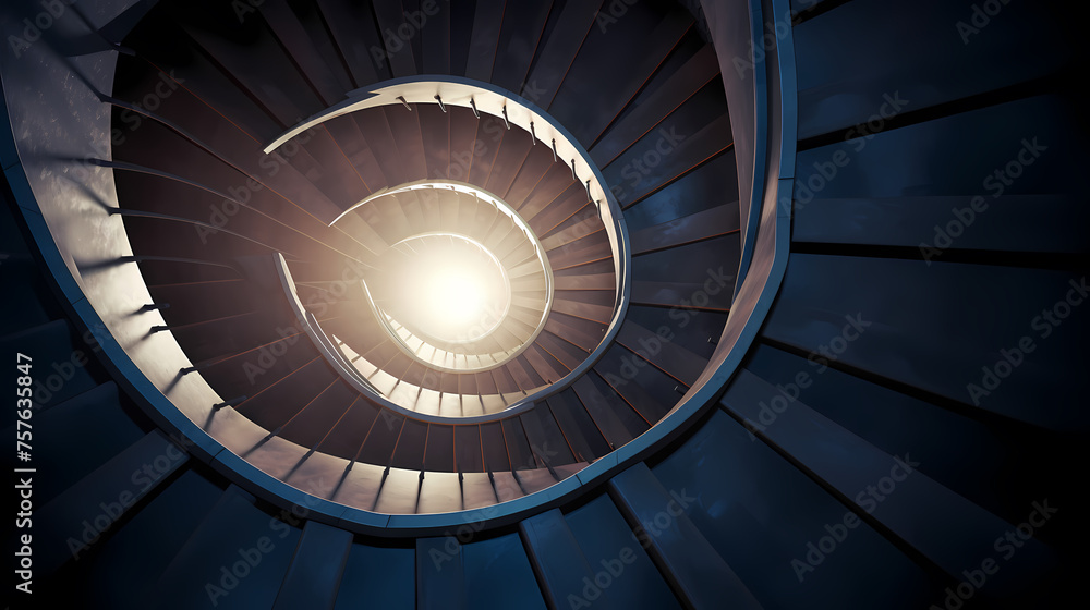 Fototapeta premium Abstract view of spiral staircase leading to unknown building height