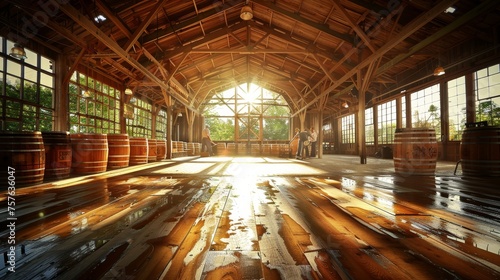 Rustic barn setting  artisanal beer crafting ideal for local craft beer enthusiasts