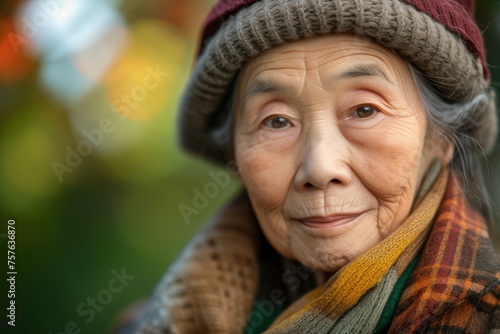Woman farmer, female portrait. Backdrop with selective focus and copy space