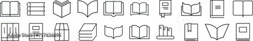 Simple outline signs of books. Editable stroke. Line icons for web sites, newspapers, articles book
