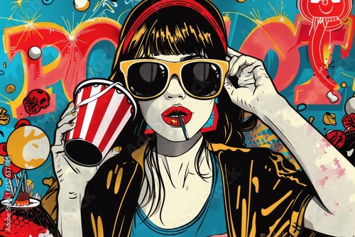 Nostalgic pop art collage: vibrant retro vibes, fusion of bold colors and iconic imagery, evoking the spirit of the past with modern twist, an eye-catching celebration of pop culture and creativity