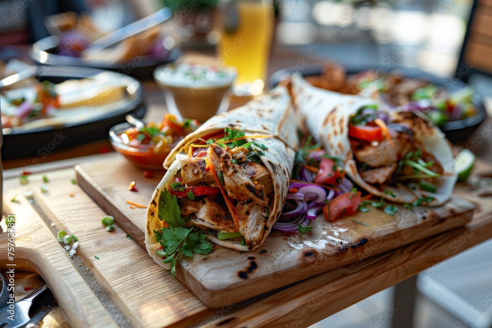 Shawarma with chicken and vegetables Shawarma with chicken and vegetables