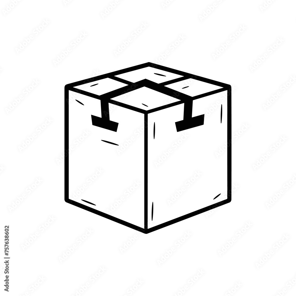 cardboard box outline, vector, simple,minimalist, cartoonic, black and white cardboard box outline, vector, simple,minimalist, cartoonic, black and white